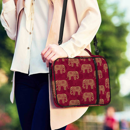 Gold And Red Boho Elephant Print Shoulder Strap Bible Bag