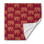 Gold And Red Boho Elephant Print Silk Bandana