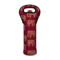 Gold And Red Boho Elephant Print Single Neoprene Wine Tote