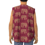 Gold And Red Boho Elephant Print Sleeveless Baseball Jersey