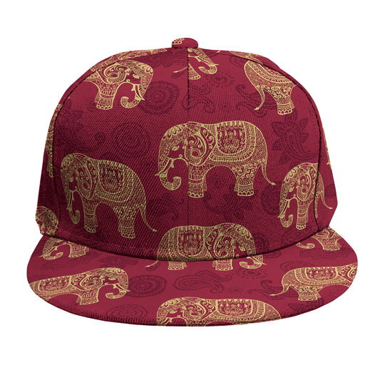 Gold And Red Boho Elephant Print Snapback Cap