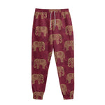 Gold And Red Boho Elephant Print Sweatpants