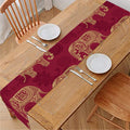 Gold And Red Boho Elephant Print Table Runner