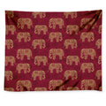 Gold And Red Boho Elephant Print Tapestry