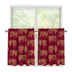 Gold And Red Boho Elephant Print Tier Curtains