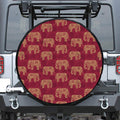 Gold And Red Boho Elephant Print Tire Cover
