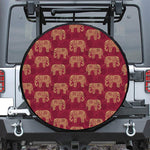 Gold And Red Boho Elephant Print Tire Cover