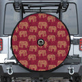 Gold And Red Boho Elephant Print Tire Cover With Camera Hole