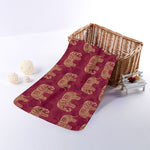 Gold And Red Boho Elephant Print Towel
