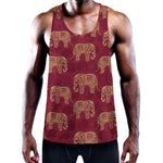 Gold And Red Boho Elephant Print Training Tank Top