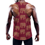 Gold And Red Boho Elephant Print Training Tank Top