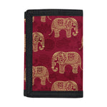 Gold And Red Boho Elephant Print Trifold Wallet