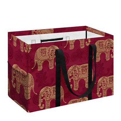 Gold And Red Boho Elephant Print Utility Tote Bag