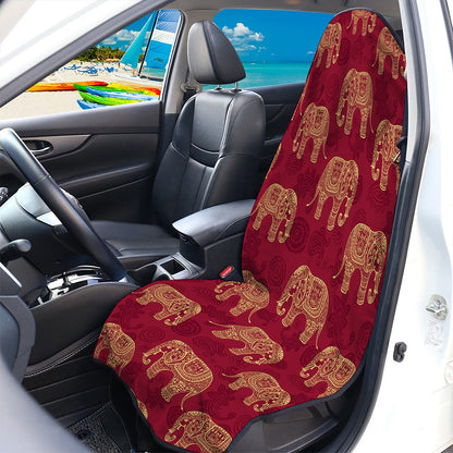 Gold And Red Boho Elephant Print Waterproof Car Seat Cover
