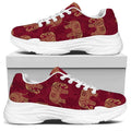 Gold And Red Boho Elephant Print White Chunky Shoes