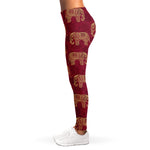 Gold And Red Boho Elephant Print Women's Leggings