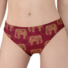 Gold And Red Boho Elephant Print Women's Panties