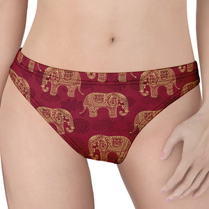 Gold And Red Boho Elephant Print Women's Thong