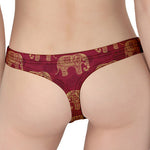 Gold And Red Boho Elephant Print Women's Thong