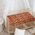 Gold And Red Thai Pattern Print Baby Crib Sheet