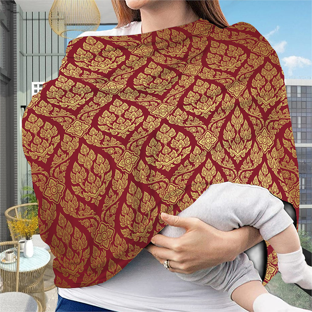 Gold And Red Thai Pattern Print Baby Seat Cover
