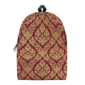 Gold And Red Thai Pattern Print School Backpack