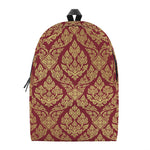 Gold And Red Thai Pattern Print Backpack