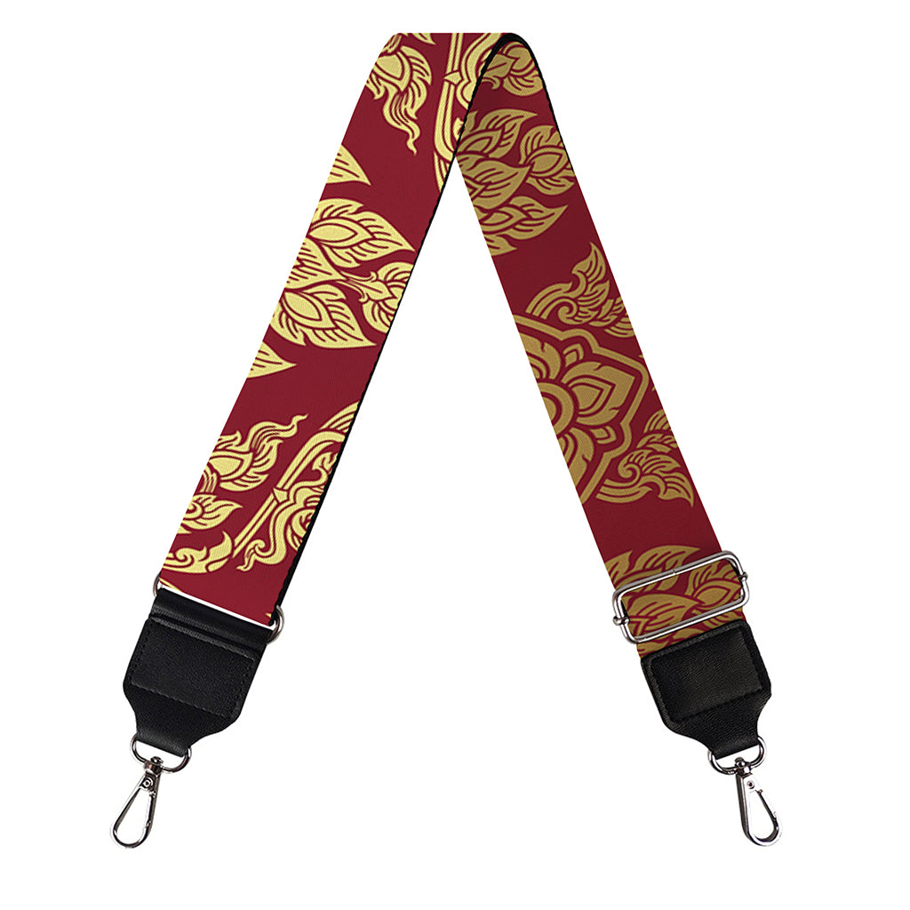 Gold And Red Thai Pattern Print Bag Strap