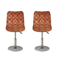 Gold And Red Thai Pattern Print Bar Stool Covers