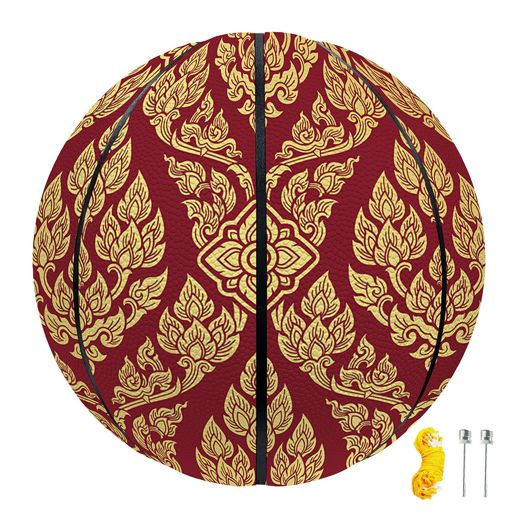 Gold And Red Thai Pattern Print Basketball