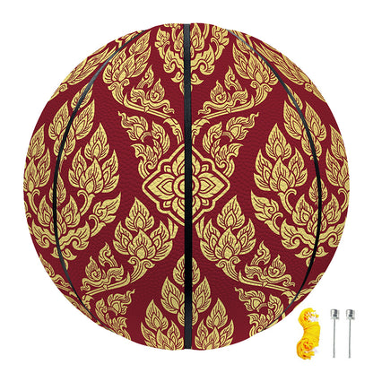 Gold And Red Thai Pattern Print Basketball