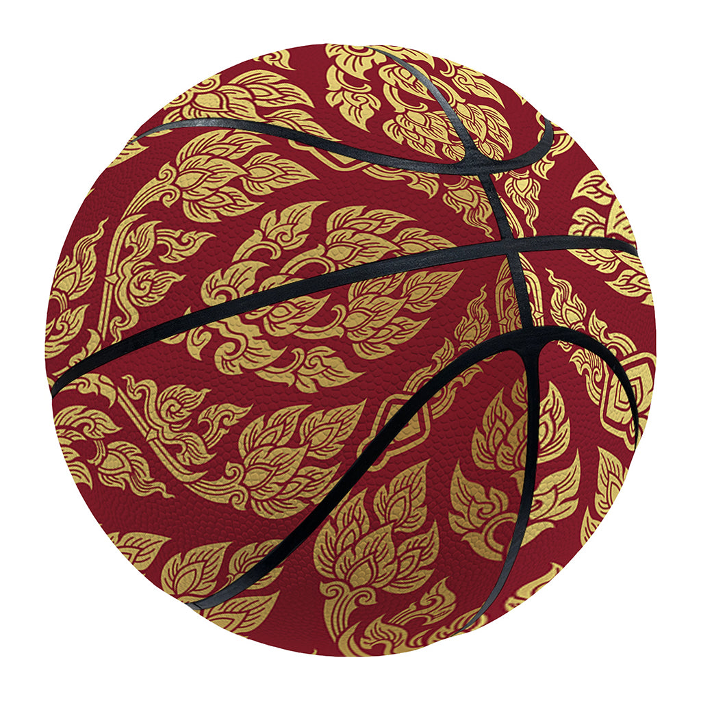 Gold And Red Thai Pattern Print Basketball