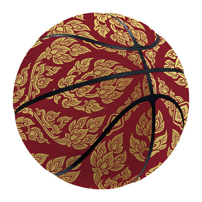 Gold And Red Thai Pattern Print Basketball
