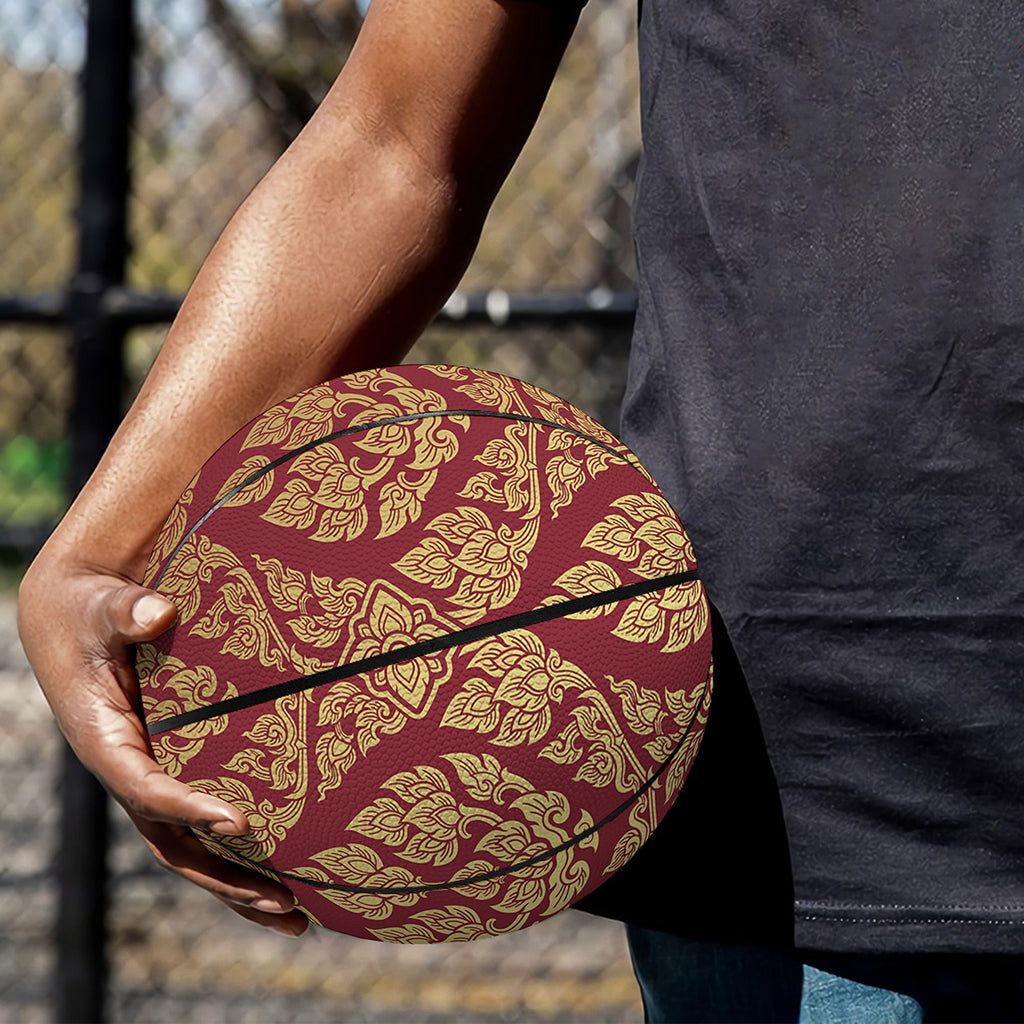 Gold And Red Thai Pattern Print Basketball