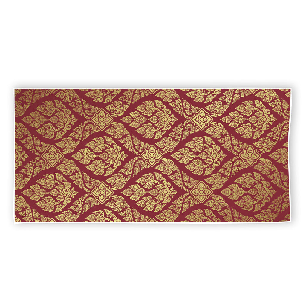 Gold And Red Thai Pattern Print Beach Towel