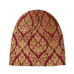 Gold And Red Thai Pattern Print Beanie