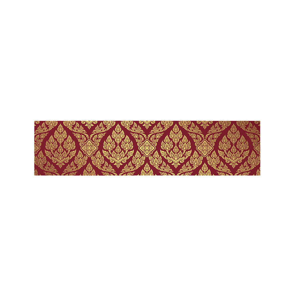 Gold And Red Thai Pattern Print Bed Runner