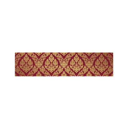 Gold And Red Thai Pattern Print Bed Runner