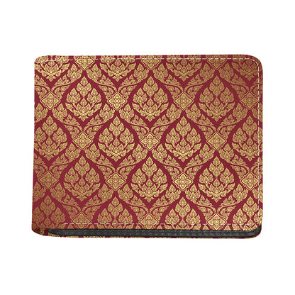 Gold And Red Thai Pattern Print Bifold Wallet