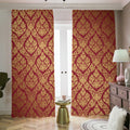 Gold And Red Thai Pattern Print Dimout Pencil Pleat Curtains