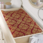 Gold And Red Thai Pattern Print Changing Pad Cover