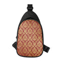 Gold And Red Thai Pattern Print Sling Bag