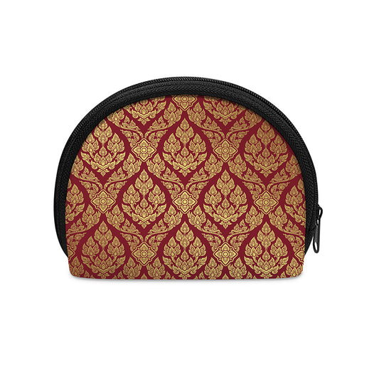 Gold And Red Thai Pattern Print Coin Purse