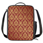 Gold And Red Thai Pattern Print Crossbody Lunch Bag