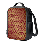 Gold And Red Thai Pattern Print Crossbody Lunch Bag