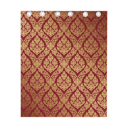 Gold And Red Thai Pattern Print Curtain
