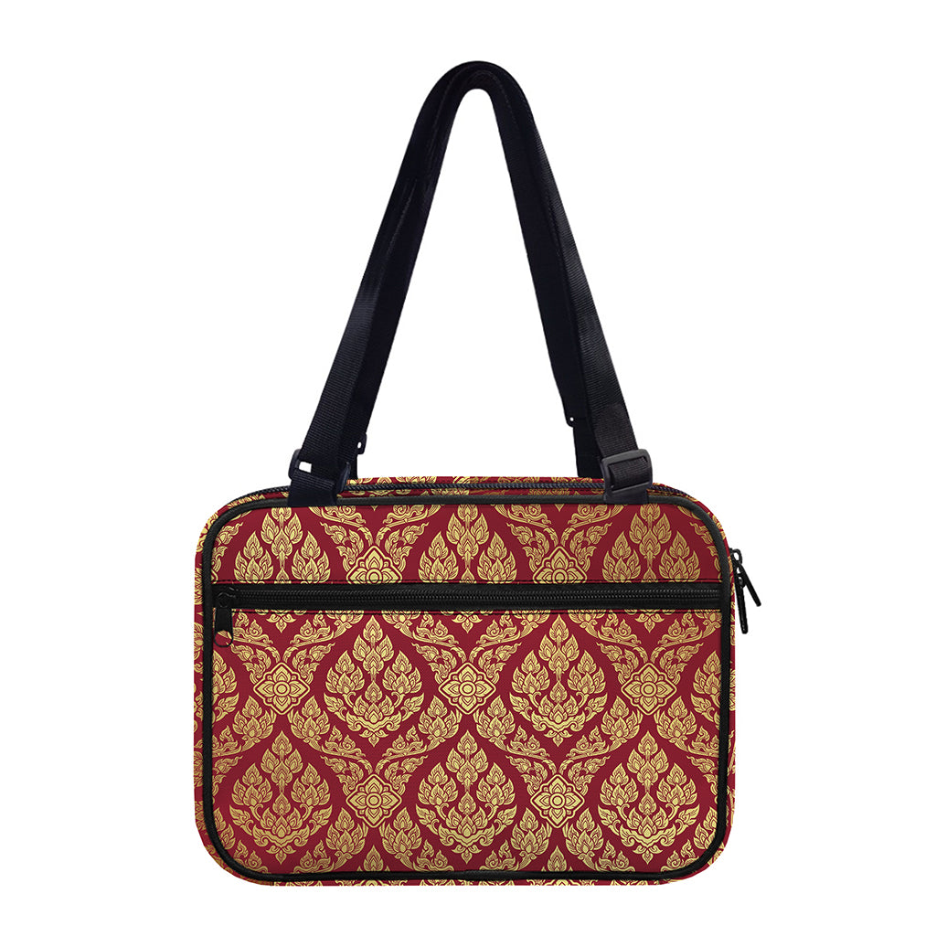 Gold And Red Thai Pattern Print Double Strap Bible Bag
