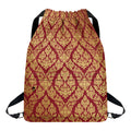 Gold And Red Thai Pattern Print Drawstring Backpack