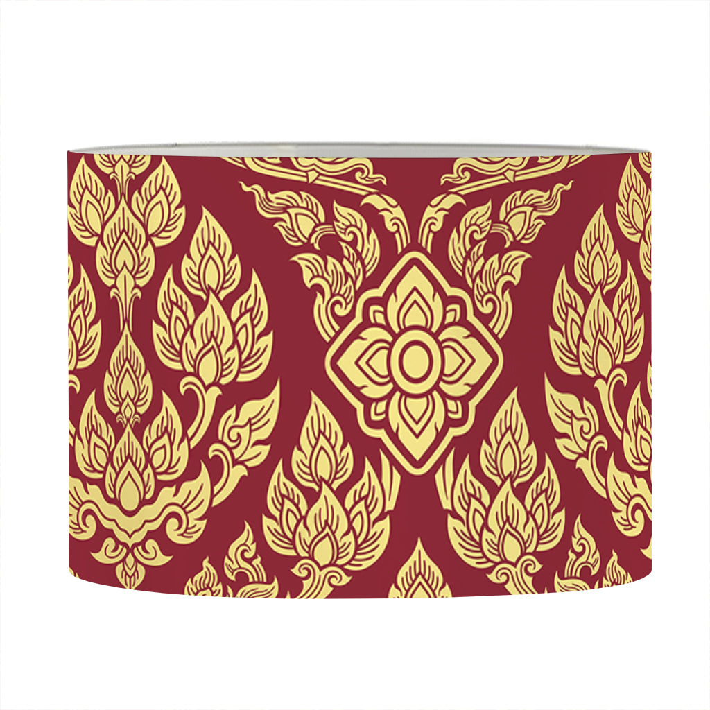 Gold And Red Thai Pattern Print Drum Lamp Shade