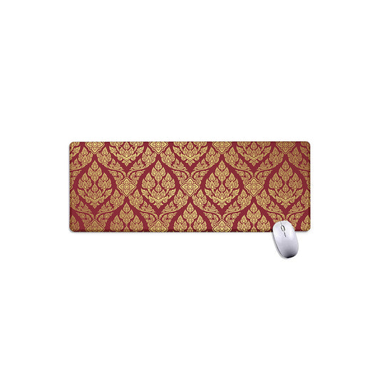 Gold And Red Thai Pattern Print Extended Mouse Pad